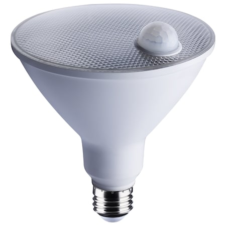 Satco 14 Watt PAR38 LED, White, 3000K, 1100 Lumens, 120 Volt, PIR Sensor, Non-Dimmable S11443